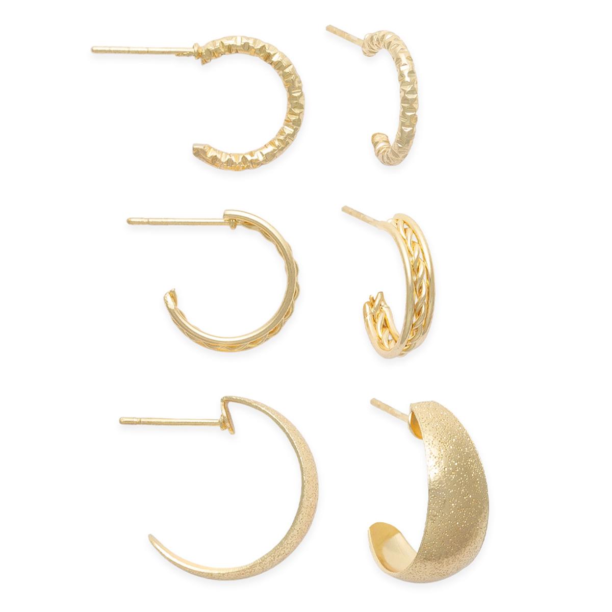 Freedom 3pr. Gold-Tone Trio Hoop Earrings