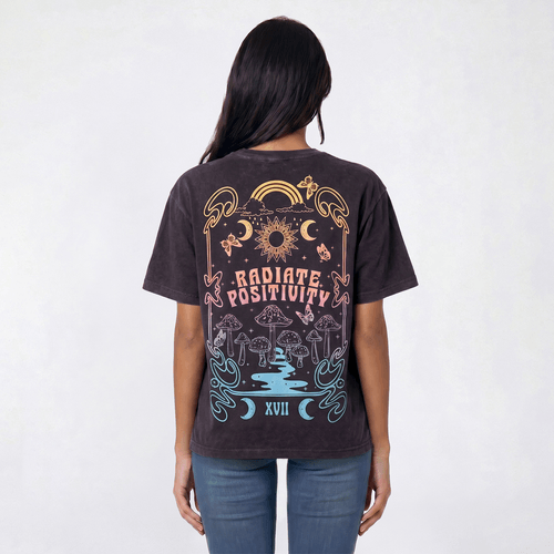 Juniors Attitude Not Included Celestial Mushroom Embroidered Tee