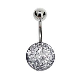 14-Gauge Surgical Steel Silver Glitter Belly Banana