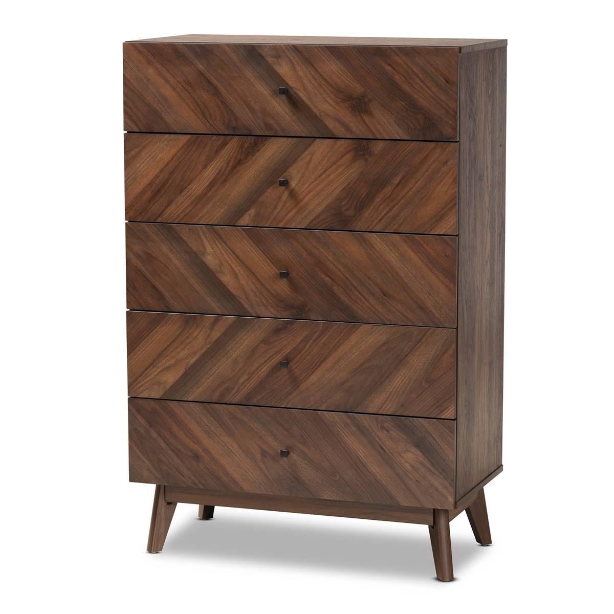 Baxton Studio Hartman Mid-Century Wood 5-Drawer Storage Chest