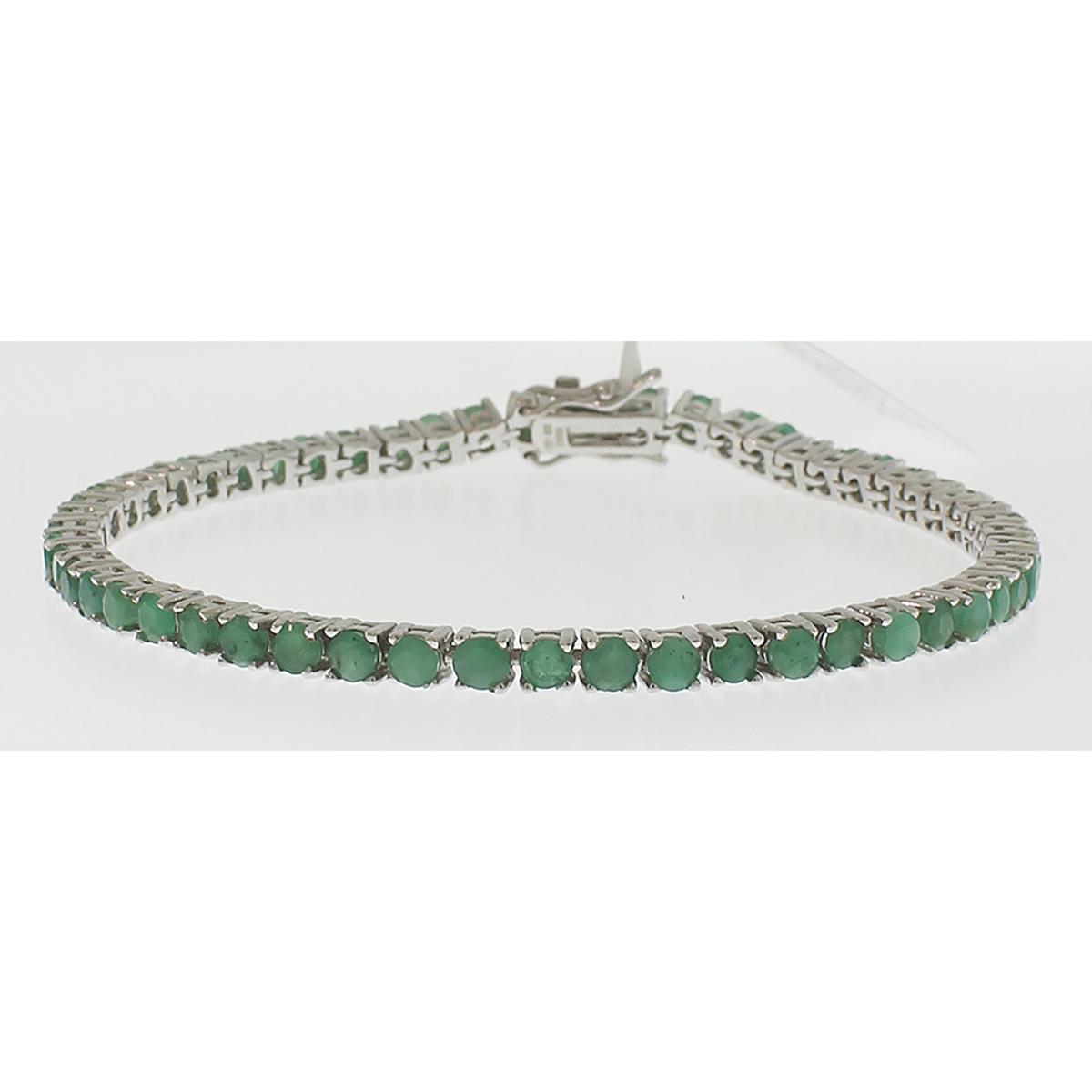 Gemstone Classics(tm) Sterling Silver Round Emerald Bracelet