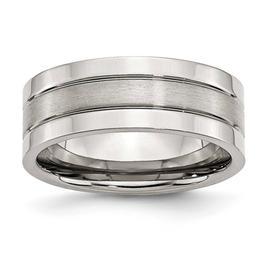 Mens Gentlemen's Classics(tm) 8mm Steel Groove Pattern Wedding Band