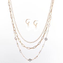 Ashley Cooper(tm) Beaded Layered Necklace & Earring Set