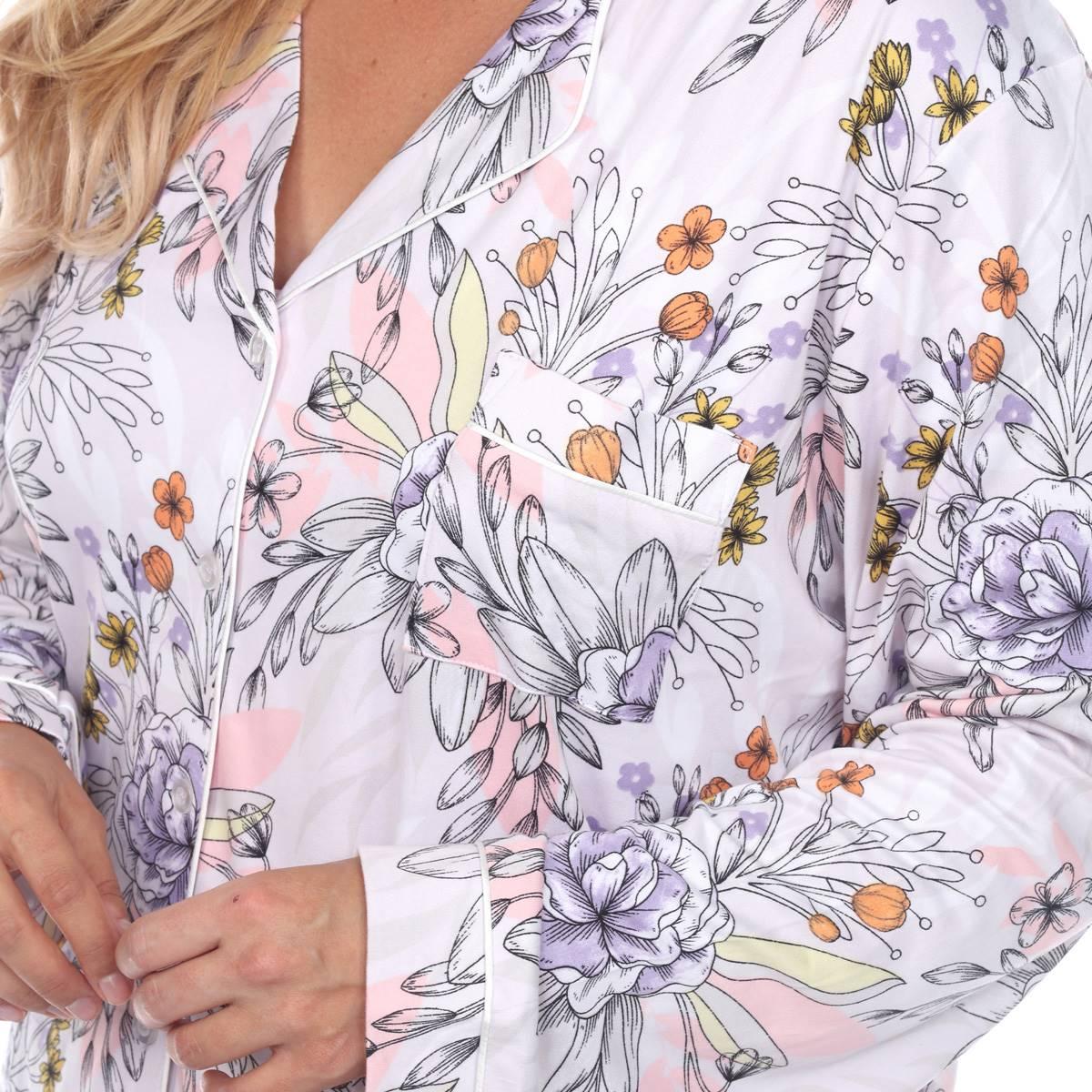 Plus Size White Mark 2pc. Long Sleeve Floral Pajama Set