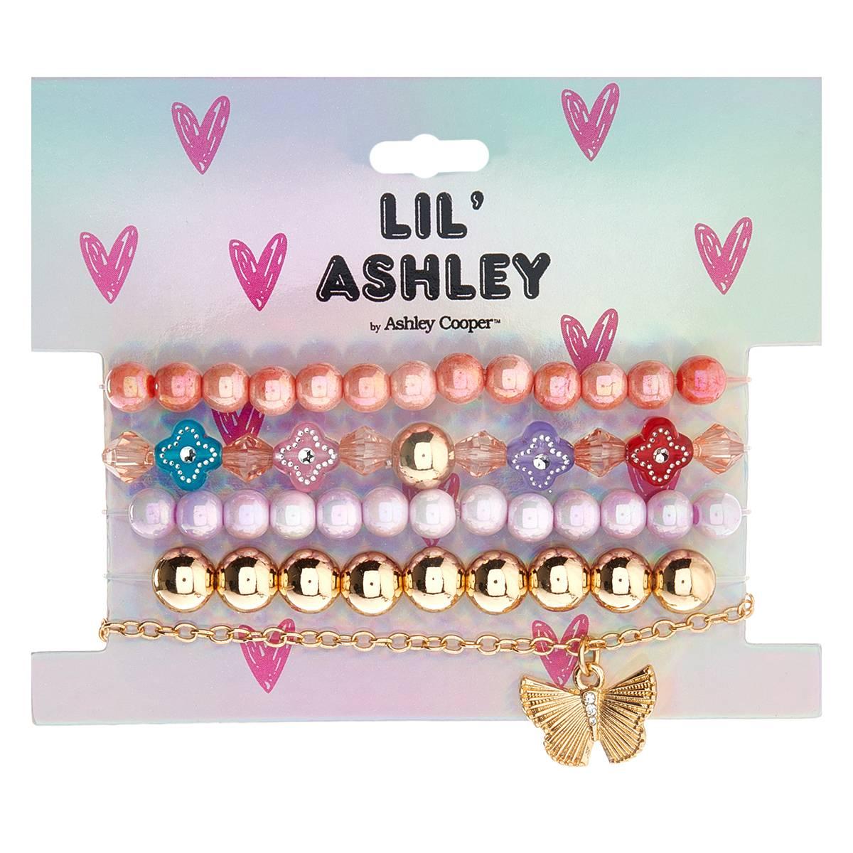 Kids Lil'' Ashley 5pc. Hearts Beads Butterfly Charm Bracelets Set