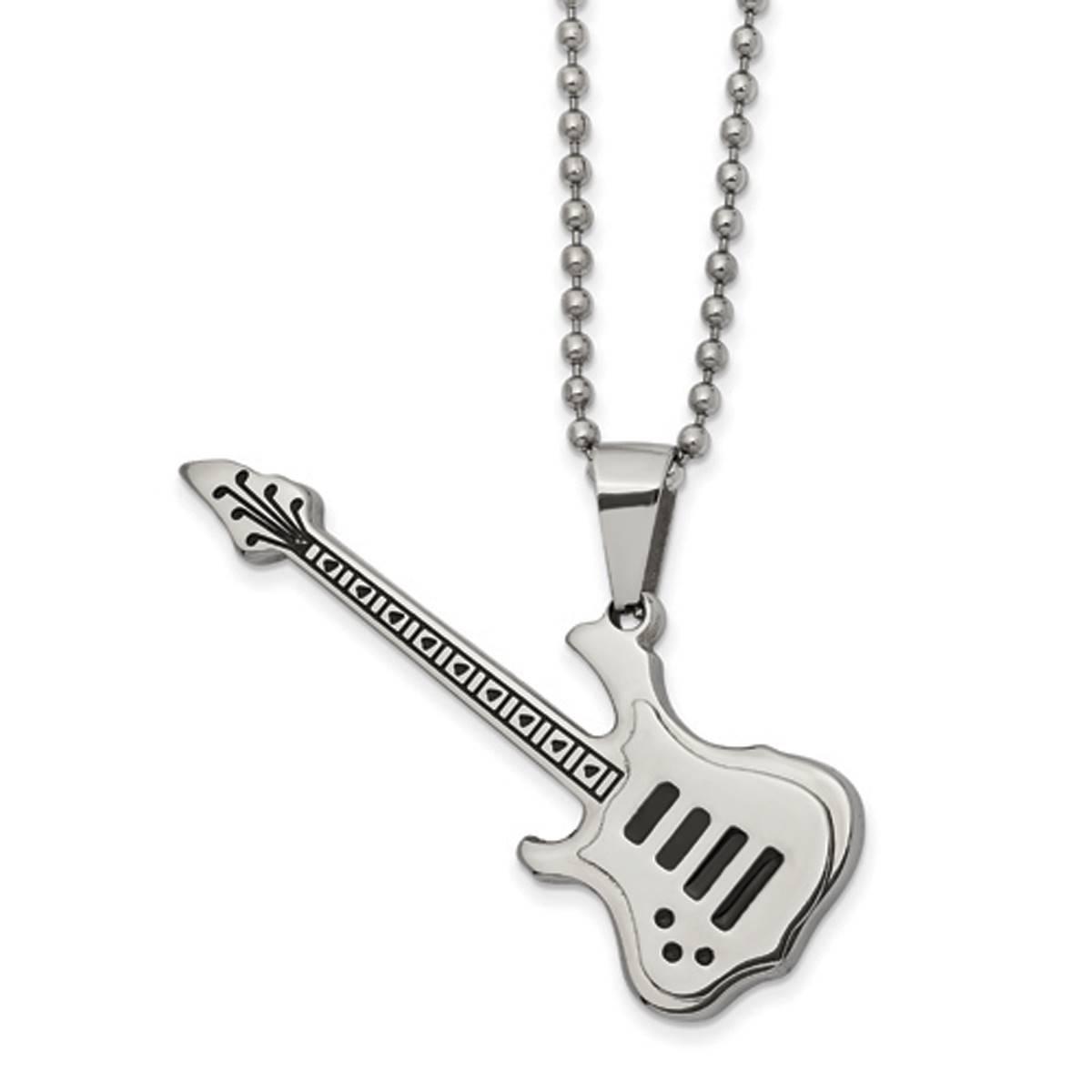 Mens Gentlemen's Classics(tm) Polished Enamel Guitar Necklace