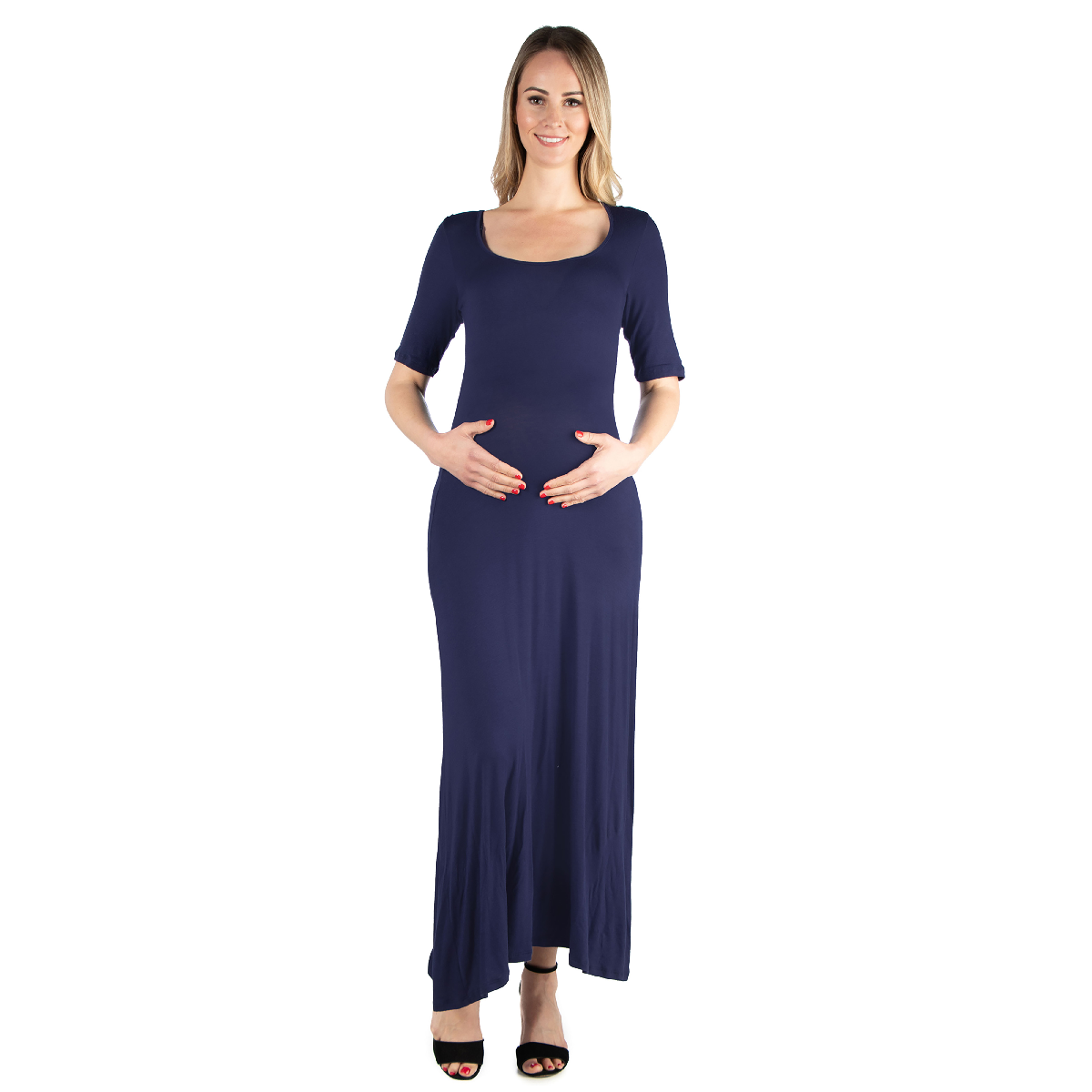 Womens 24/7 Comfort Apparel Casual Sleeve Maternity Maxi Dress