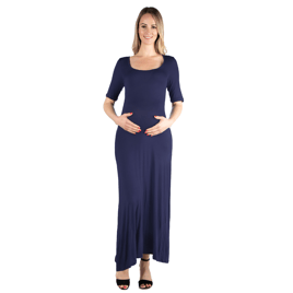 Womens 24/7 Comfort Apparel Casual Sleeve Maternity Maxi Dress