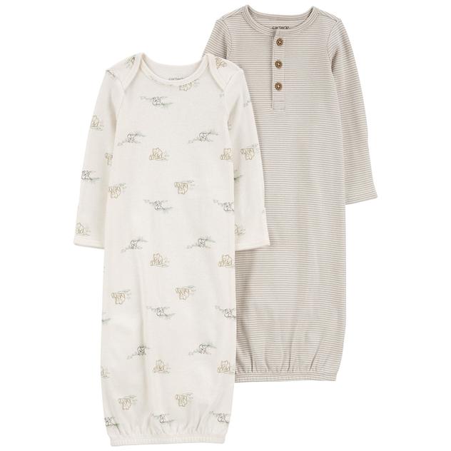 Baby Unisex (NB-3M) Carter’s® 2pk Elephant & Stripe Nightgowns