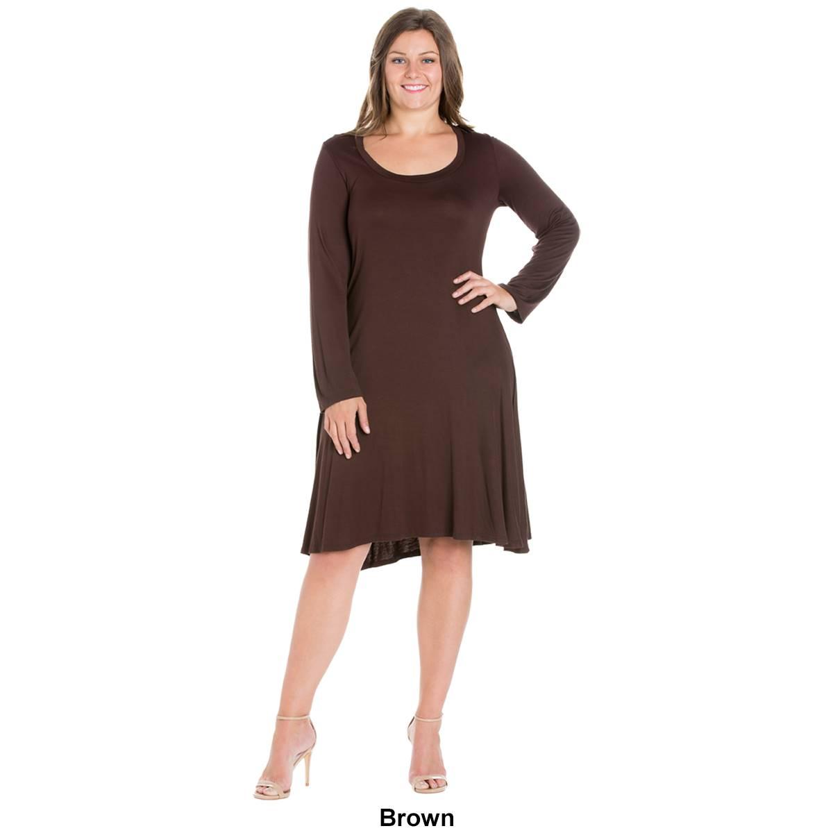 Plus Size 24/7 Comfort Apparel Classic Flared A-Line Dress