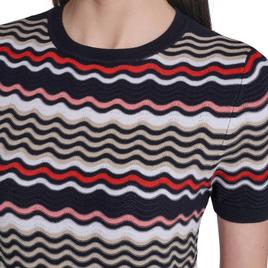 Womens Tommy Hilfiger Short Sleeve Scallop Stripe Sweater