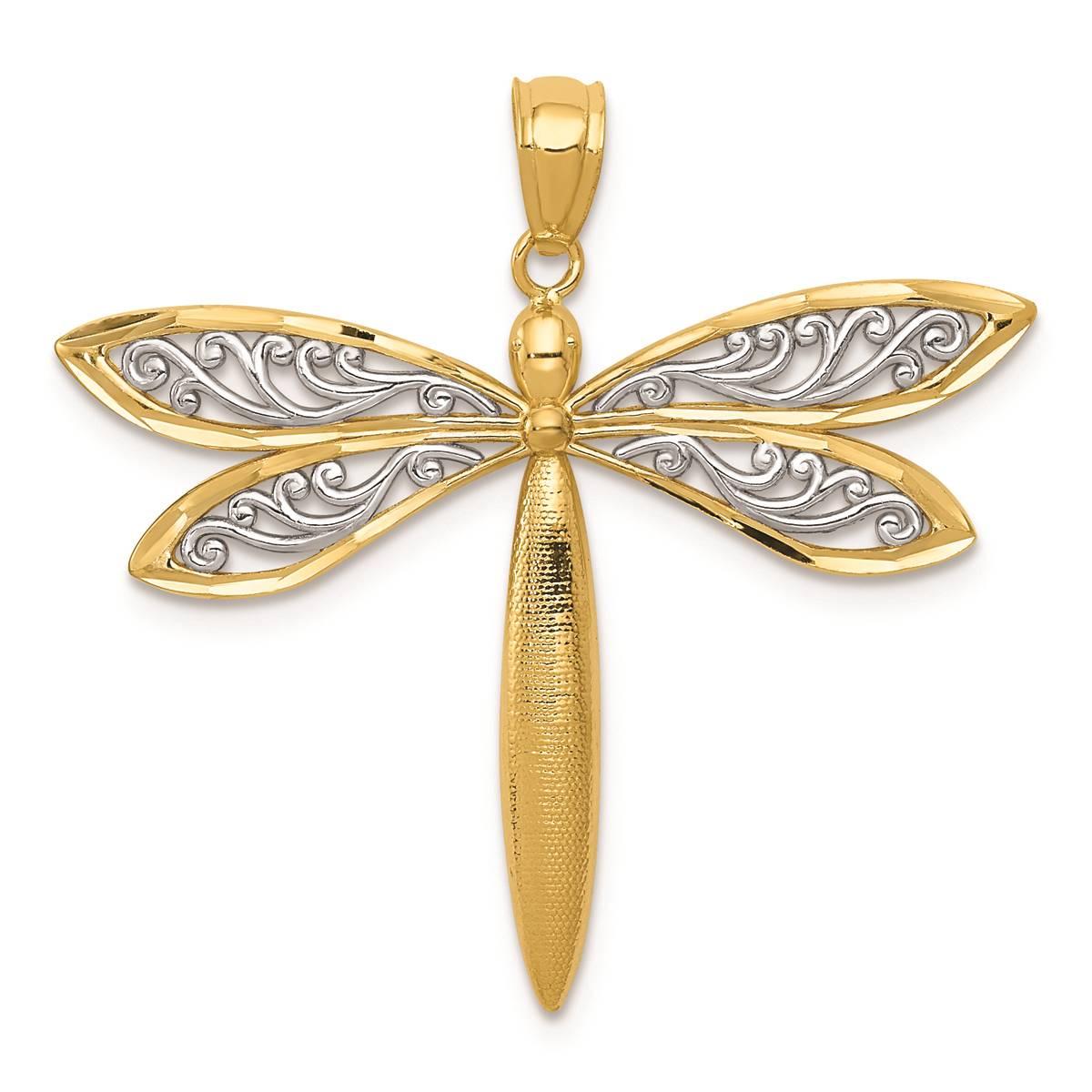 Gold Classics(tm) 14kt. Gold with Rhodium Dragonfly Pendant