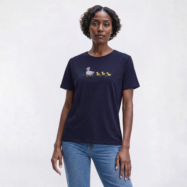 Petite Madison Taylor Short Sleeve Embroidered Duckling Tee