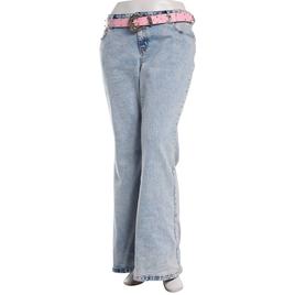 Juniors Plus Madden Girl Pink Western Belted Flare Jeans