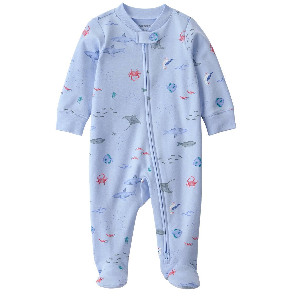 Baby Boy (NB-9M) Carter''s(R) Ocean Theme 2 Way Zip Pajamas