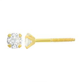 Kids 3mm 14kt. Yellow Gold CZ Stud Earrings