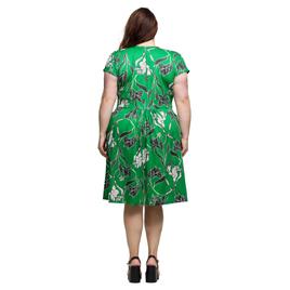 Plus Size 24/7 Comfort Apparel Green Floral Pocket Dress