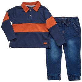 Toddler Boy 7 For All Mankind® 2pc. Stripe Polo/Denim Pants Set