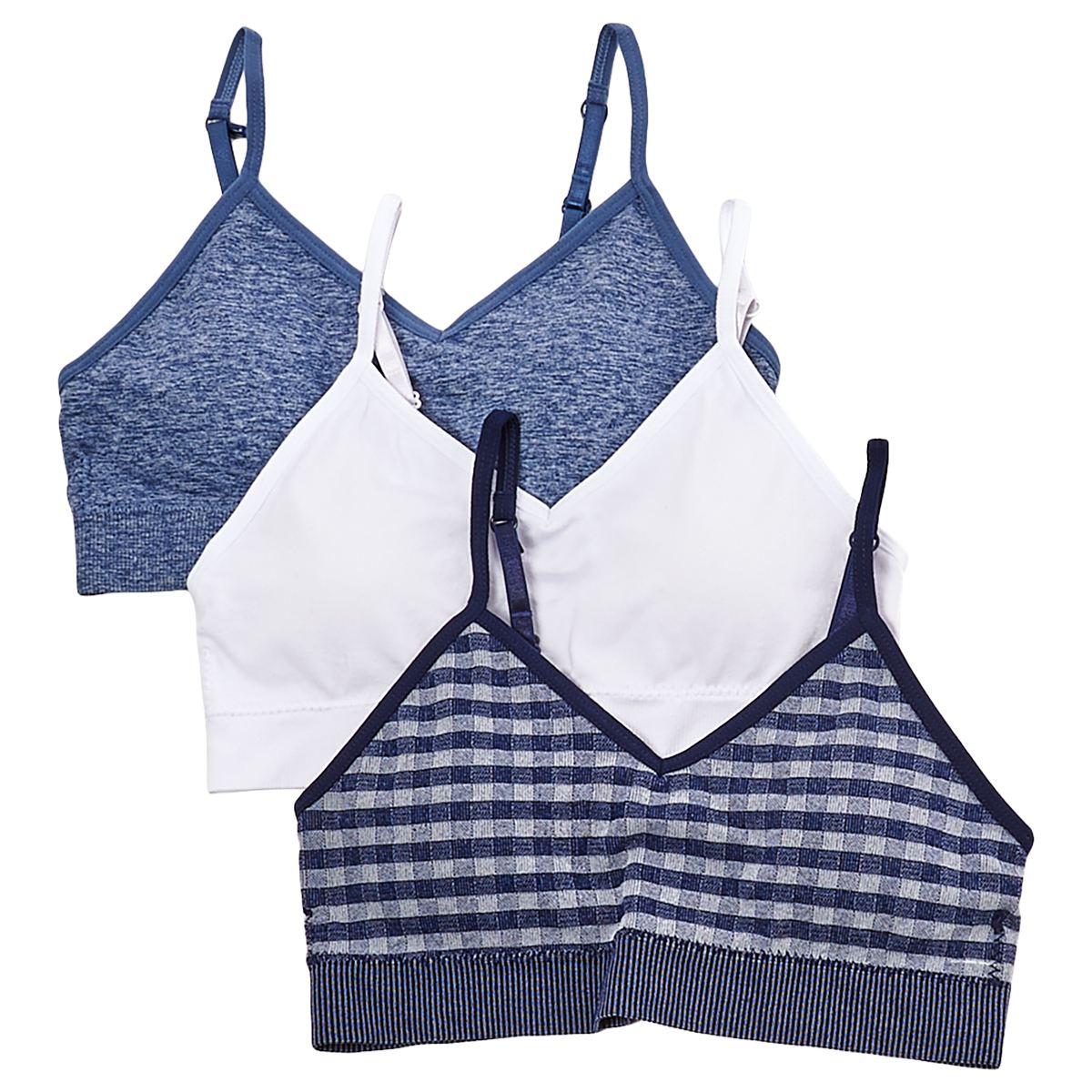 Girls (7-14) Lala(R) Willow 3pk. Seamless Plaid Bralettes