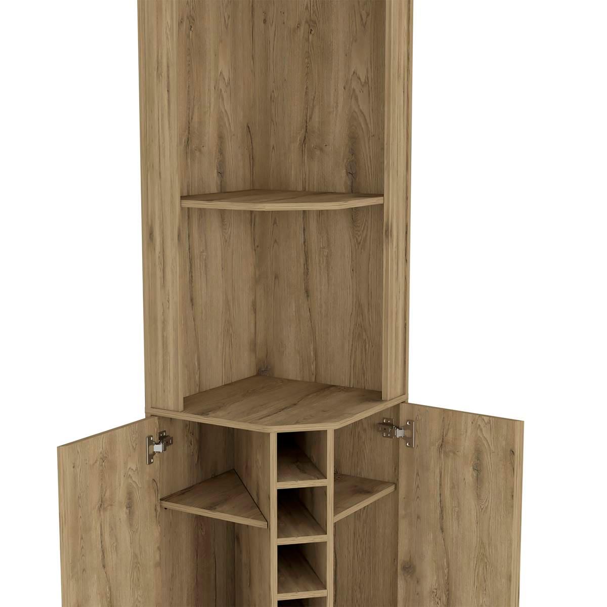 FM FURNITURE Reese Macadamia Corner Bar Cabinet