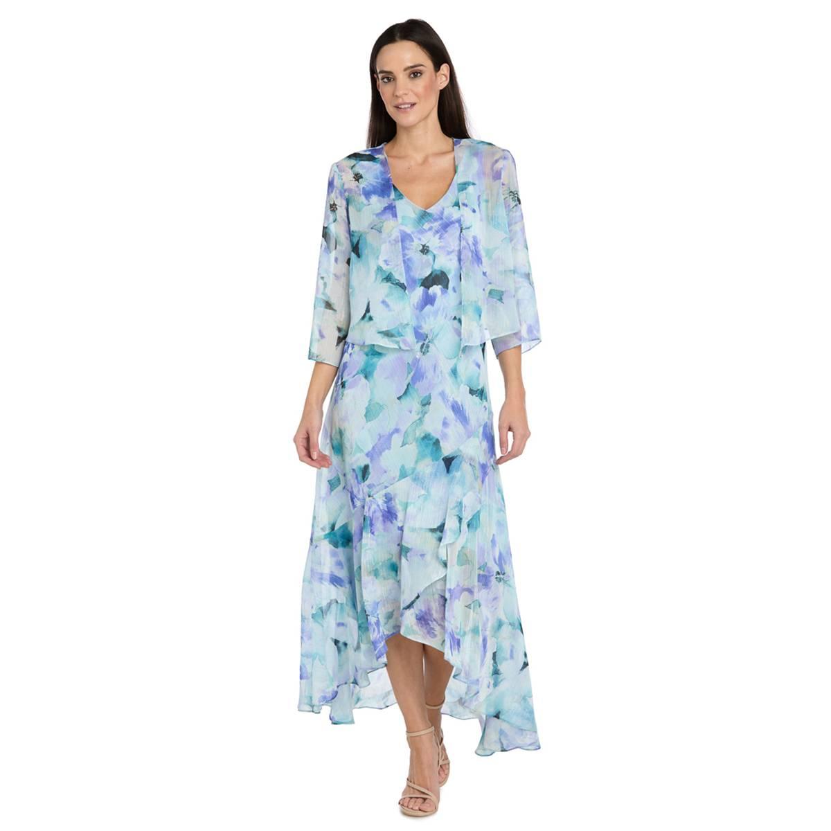 Womens R&M Richards Chiffon Print Jacket Dress