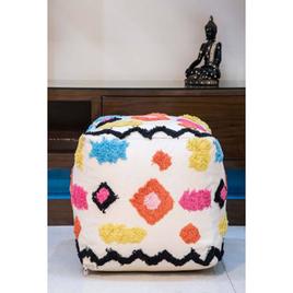 Textured Mondrian Pouf Ottoman
