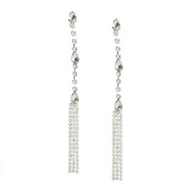 Rosa Rhinestones Clear Rhinestone Thin Fringe Earrings
