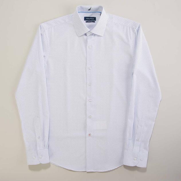Mens Nautica Slim Fit Stretch Dress Shirt - White/Navy