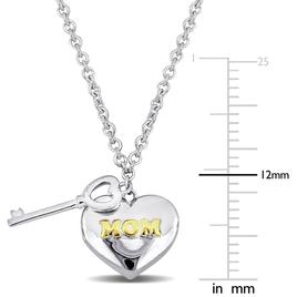 Sophia B Sterling Silver Heart & Key Charm Mother''s Day Necklace