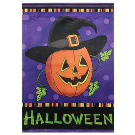 Northlight Seasonal Pumpkin in Witch Hat Halloween Garden Flag