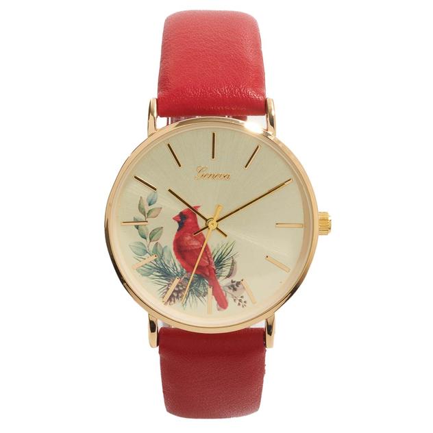Gold-Tone & Red Cardinal Red Strap Watch - PT10184