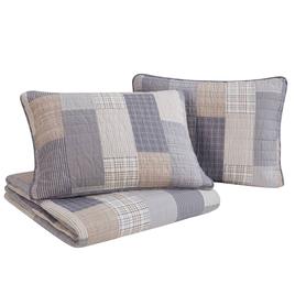 Home Retreat Lakeshore Plaid Grey Soft Cotton 2pc. Quilt Set
