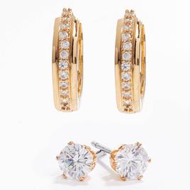Gold-Tone CZ Hoop Earrings