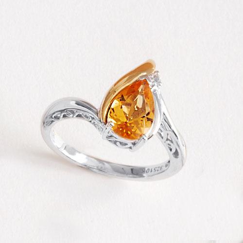 Gemstone Classics(tm) Sterling Silver 10kt. Pear Citrine Ring
