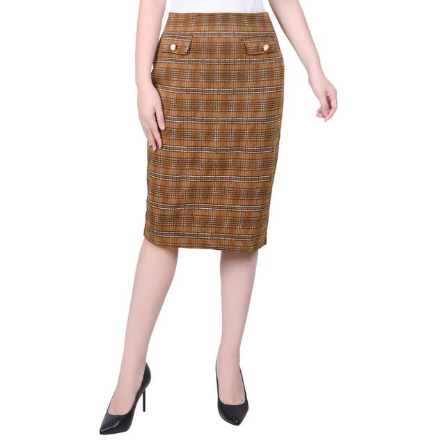Womens NY Collection Knee Length Double Knit Plaid Skirt