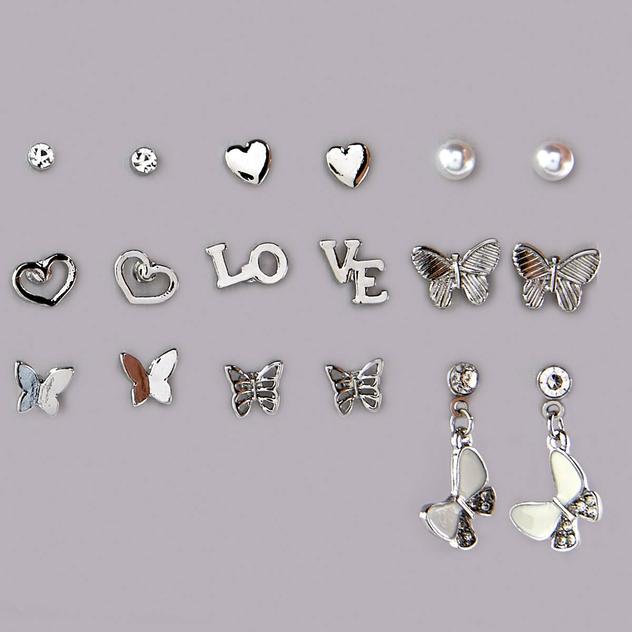 Ashley 9pr. Multi-Pack Assorted Post Back Stud Earrings
