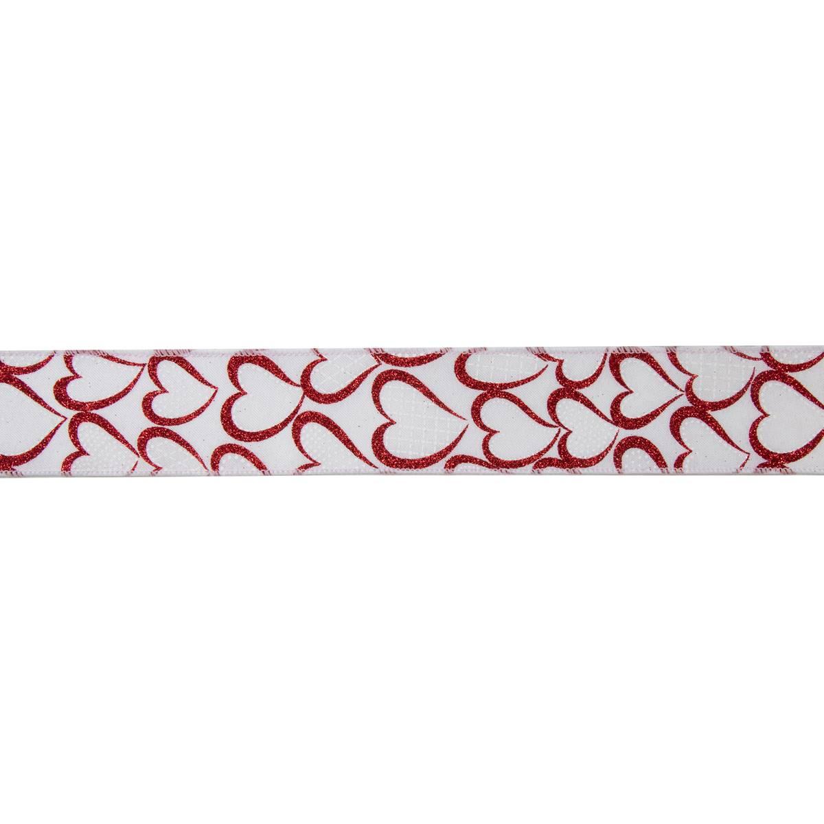 Northlight Seasonal 30ft. Glitter Outline Hearts Craft Ribbon