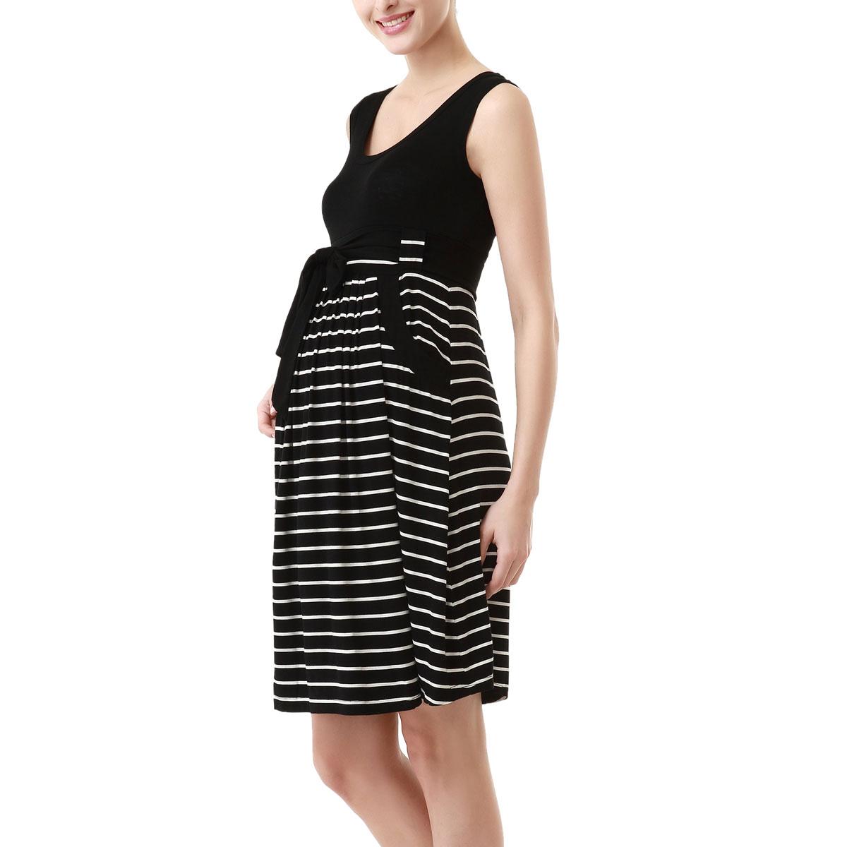 Womens Glow & Grow® Scoop Neck Stripe Maternity A-Line Dress