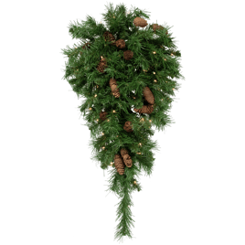 Northlight 30in. Pre-Lit Dakota Red Pine Christmas Teardrop Swag