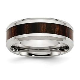 Mens Gentlemen's Classics(tm) Black Wood Enamel Inlay Wedding Band
