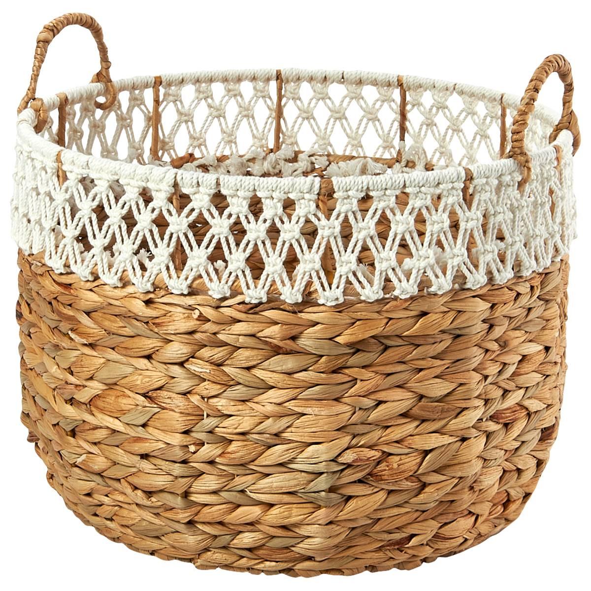 Baum Brothers Medium Arrow Weave Water Hyacinth Basket - Natural