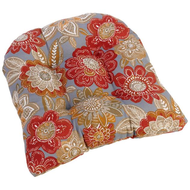 Jordan Manufacturing Floral Wicker Chair Cushion - Taupe