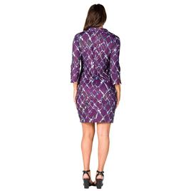 Womens 24/7 Comfort Apparel Purple Geometric Collar Mini Dress