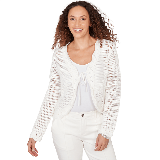 Womens Skye’s the Limit Fresh Start Tie Front Open Knit Cardigan