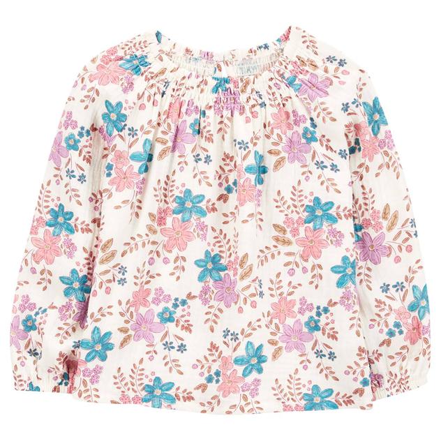 Toddler Girl Carter's® Long Sleeve Smocked Neck Floral Top