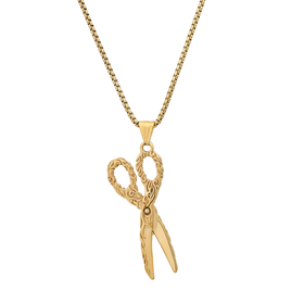 Mens Iron Saints 18kt. Gold Plated Rope Chain Scissor Pendant