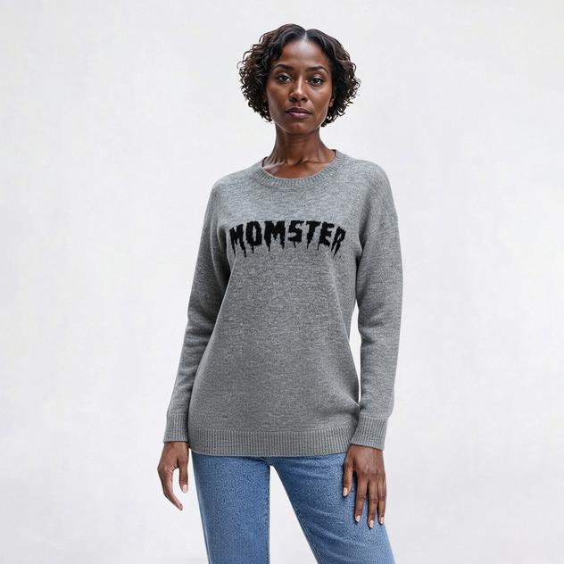 Womens Ninety Clothing Long Sleeve Monster Sweater