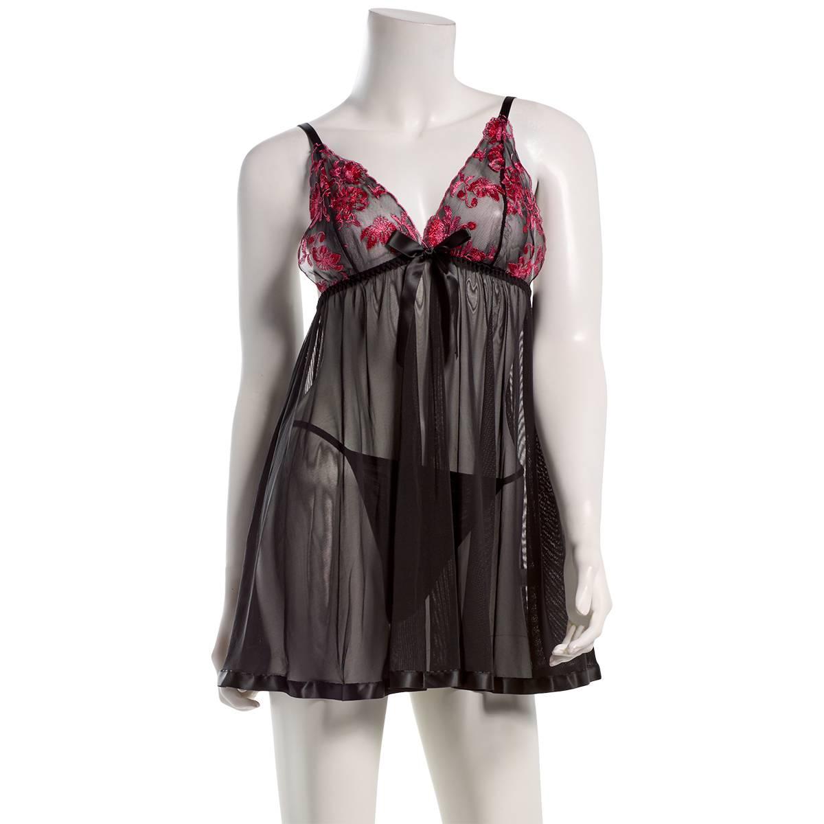 Womens Spree Intimates Floral Lace & Mesh Babydoll 22281A
