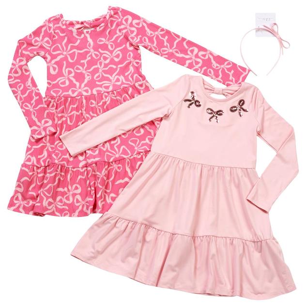 Girls (4-6x) BTween® 2pk. Long Sleeve Bow Tiered Dresses