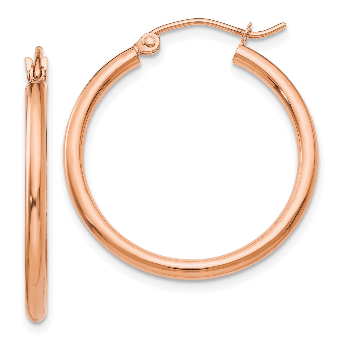 Gold Classics(tm) 14kt. Rose Gold 25mm Tube Hoop Earrings